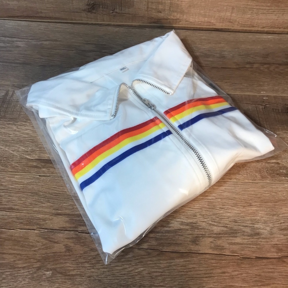 Rainbow Zip Front Crop Jersey Jacket Long Sleeve Pride - Picture 15 of 15